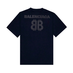 Áo Thun Balenciaga BB Logo Thêu Da - Xanh