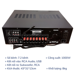 Amply GUNSSI Sunbuck AV-8000HD công suất 1000W có Bluetooth