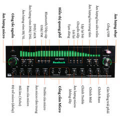 Amply karaoke Gunssi SR-5800 âm thanh vòm 7.1-kết nối bluetooth 5.3 với loa siêu trầm-BH 12 tháng