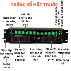 Lọc xì EQ-9000S Starklok – Tăng cường âm thanh, Hiển thị LED đẹp, Có USB, Điều khiển từ xa