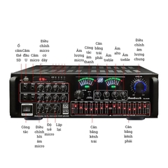 Amply bluetooth GUNSSI SUNBUCK KA-8900 công suất lớn-hỗ trợ nhiều đầu cắm hiện đại có bộ khuyếch đại