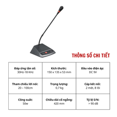 Mic Cổ Ngỗng IR2200 – Âm Thanh Rõ Nét, Chống Hú Tốt, Dùng Cho Hội Nghị – Phát Biểu