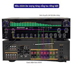 Amply Karaoke Starklok AV-8000SW, Amply Gia Đình Bluetooth 5.3, Hỗ Trợ 2 Cổng Sub