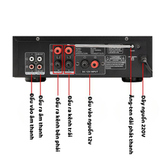 Amply Bluetooth Gunssi AV-016BT-công suất đỉnh-có chức năng điều khiển từ xa-Bh 12 tháng