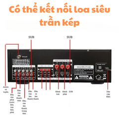 Amply bluetooth GUNSSI SUNBUCK AV-888BT công suất đỉnh dễ dàng bố trí cùng hệ thống loa karaoke gia đình