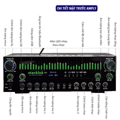 Amply Karaoke Starklok AV-8000SW, Amply Gia Đình Bluetooth 5.3, Hỗ Trợ 2 Cổng Sub