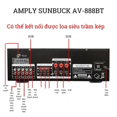 Amply bluetooth GUNSSI SUNBUCK AV-888BT công suất đỉnh dễ dàng bố trí cùng hệ thống loa karaoke gia đình