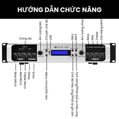 Cục đẩy kèm micro Gunssi DSP-300-micrô không dây-kết nối Bluetooth 5.0 và âm thanh chống hú cực tốt