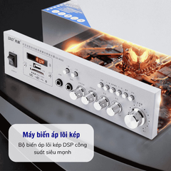 Amply Nghe Nhạc SAST 9002 – Đa Năng, Hỗ Trợ AUX, USB, SD – Âm Lớn, Gọn Nhẹ Dễ Lắp Đặt