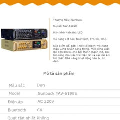 Amply Gunssi Sunbuck 6199E-công suất đỉnh-âm thanh khuyếch đại tốt-kết nối không dây bluetooth