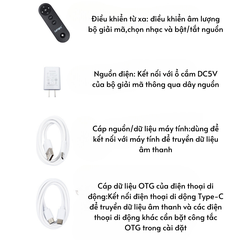 Bộ giải mã Bluetooth DAC-có cáp quang đồng trục USB máy tính-điện thoại di động tiện lợi-BH 12 tháng