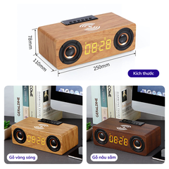 Loa Gỗ Bluetooth Tích Hợp Sạc Không Dây, Dung Lượng Pin 12000mAh