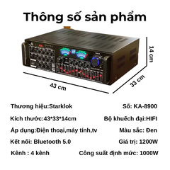 Amply Starklok KA-8900 – Amply Bluetooth Gia Đình, Công Suất Lớn, Kết Nối Đa Năng, Âm Thanh Cực Đã