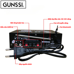 Amly Mini Bluetooth Gunssi BT-298A-amply karaoke gia đình-chống nhiễu-chống hú tốt-Bảo hành 12 tháng