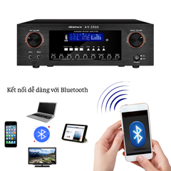 Amply Gunssi AV-2500 thiết kế đa dạng và tính năng linh hoạt có khả năng xử lí âm trầm âm bổng tốt