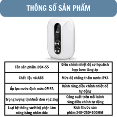 Máy nước nóng trực tiếp Gunssi DSK-55-thiết kế nhỏ gọn-dễ dàng lắp đặt nhiều vị trí trong nhà,căn hộ