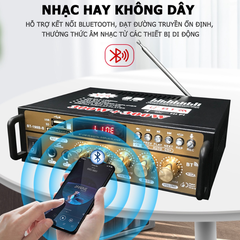 Amply mini bluetooth Gunssi BT198B-B-amply gia đình-kết hợp ghi âm-echo siêu mượt-bảo hành 12 tháng