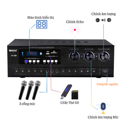 Amply Gunssi AV-1500-công suất lớn-âm thanh chuyên nghiệp-kết nối được nhiều cổng quang