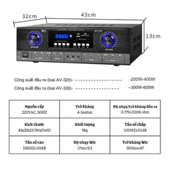 Amply đẩy liền vang Gunssi AV-330 có công suất lớn-chống hú tốt và kết nối nhiều cổng quang đầu vào
