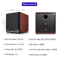 Loa Sub Hơi HQ-35 Bass 30 (12 Inch), Công Suất 200w, Loa Siêu Trầm Thụ Động Cho Dàn Âm Thanh Gia Đình
