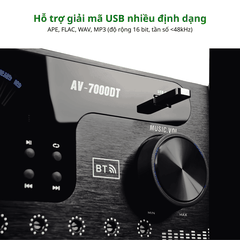 Amply Sunbuck AV-7000BT Chính Hãng 2600W, 4 Kênh, Bluetooth 5.4, DSP Thông Minh