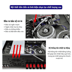 Amply Karaoke Starklok AV-8000SW, Amply Gia Đình Bluetooth 5.3, Hỗ Trợ 2 Cổng Sub