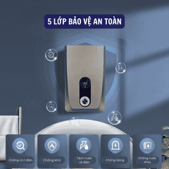 Máy nước nóng trực tiếp Gunssi DSK-55-có bơm tăng áp-tích hợp nhiều chức năng an toàn-chống rò rỉ