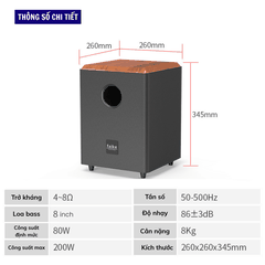 Loa trầm Gunssi Sub L8 có công suất khủng-chất liệu cao cấp và bộ khuyếch đại chuyên nghiệp hiện đại