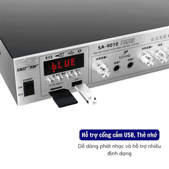 Amply SAST SA-9010 Công suất 120w, Hỗ Trợ Bluetooth/ USB/ Thẻ SD/ AUX, Amply Chia 2 Vùng Âm Thanh
