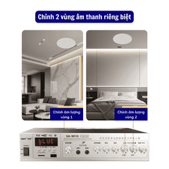 Amply SAST SA-9010 Công suất 120w, Hỗ Trợ Bluetooth/ USB/ Thẻ SD/ AUX, Amply Chia 2 Vùng Âm Thanh