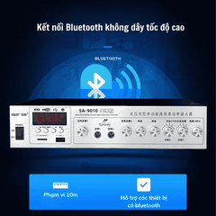 Amply SAST SA-9010 Công suất 120w, Hỗ Trợ Bluetooth/ USB/ Thẻ SD/ AUX, Amply Chia 2 Vùng Âm Thanh