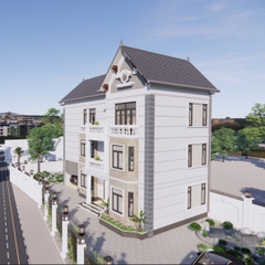 V679 | Bản vẽ thiết kế Kiến trúc mẫu biệt thự vườn sang trọng 4 tầng 6 phòng ngủ, kích thước 16x9.5m, in A3 đẹp, phối cảnh 3D
