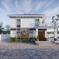 V721 | Bản vẽ thiết kế full hồ sơ mẫu nhà mái Nhật hiện đại 2 tầng 6 phòng ngủ, kích thước 10x14m, bản in A3 đẹp, phối cảnh 3D