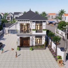 V923 | Bản vẽ kiến trúc mẫu thiết kế nhà mái Nhật 2 tầng 6 phòng ngủ kích thước 7,8x15,8m
