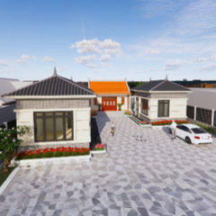V359 | Bản vẽ thiết kế Full hồ sơ mẫu nhà cấp 4 mái Nhật độc đáo 2 phòng ngủ, kích thước 18x22m, bản in A3 đẹp, phối cảnh 3D