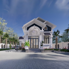 V376 | Bản vẽ thiết kế Full hồ sơ mẫu nhà mái Thái sang trọng 1 tầng 3 phòng ngủ, kích thước 11x24m, bản in A3 đẹp, phối cảnh 3D