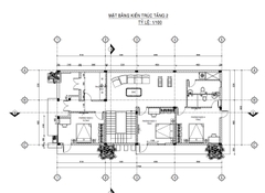 V699 | Bản vẽ thiết kế biệt thự phố hiện đại 2 tầng 4 phòng ngủ, kích thước 8x18m, bản in A3 đẹp, phối cảnh 3D