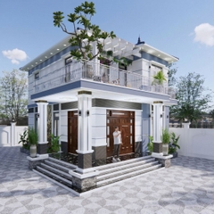 V721 | Bản vẽ thiết kế full hồ sơ mẫu nhà mái Nhật hiện đại 2 tầng 6 phòng ngủ, kích thước 10x14m, bản in A3 đẹp, phối cảnh 3D