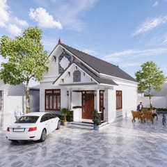 V279 | Bản vẽ thiết kế Full hồ sơ mẫu nhà mái Thái hiện đại 1 tầng 2 phòng ngủ, kích thước 6x12m. bản in A3 đẹp, phối cảnh 3D
