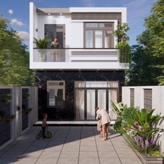 V700 | Bản vẽ thiết kế full hồ sơ mẫu nhà phố hiện đại 2 tầng 3 phòng ngủ, kích thước 6x13m, bản in A3 đẹp, phối cảnh 3D