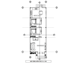 V368 | Bản vẽ thiết kế Kiến trúc mẫu nhà cấp 4 mái Thái hiện đại 2 phòng ngủ, kích thước 5.2x14.3m, bản in A3 đẹp, phối cảnh 3D
