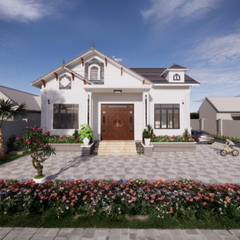 V316 | Bản vẽ thiết kế Full hồ sơ mẫu nhà mái Thái hiện đại 1 tầng 3 phòng ngủ, kích thước 13x9m, bản in A3 đẹp, phối cảnh 3D