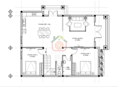 V767 | Bản vẽ kiến trúc mẫu nhà mái Thái 2 tầng 4 phòng ngủ kích thước 10,6x13,2m