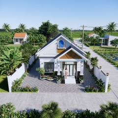 Bản vẽ thiết kế mẫu nhà mái Thái 3 phòng ngủ kích thước 7x15,5m 82 tờ bản vẽ, có phối cảnh 3D in A3 bản đẹp