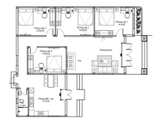 V915 | Bản vẽ thiết kế nhà mái Nhật 1 tầng hiện đại 4 phòng ngủ kích thước 13x15m
