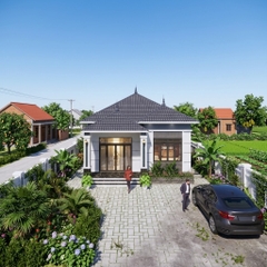 V900 | Bản vẽ thiết kế mẫu nhà 1 tầng mái Nhật kích thước 8x18m, 3 phòng ngủ đầy đủ bản vẽ kỹ thuật