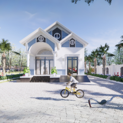 V486 | Bản vẽ thiết kế mẫu nhà mái Thái hiện đại 1 tầng 3 phòng ngủ, kích thước 9x15m, bản in A3 đẹp, có phối cảnh 3D
