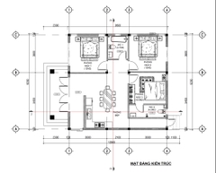 BG456 | Bản vẽ thiết kế mẫu nhà mái Nhật 1 tầng 3 phòng ngủ kích thước 9x13