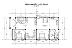 V923 | Bản vẽ kiến trúc mẫu thiết kế nhà mái Nhật 2 tầng 6 phòng ngủ kích thước 7,8x15,8m