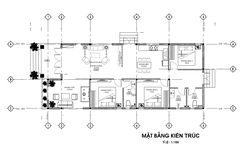 V825 | Bản vẽ thiết kế mẫu nhà mái Thái tân cổ điển 1 tầng 3 phòng ngủ, kích thước 7.3x17.5m, bản in A3 đẹp, có phối cảnh 3D